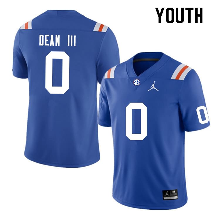 Youth NCAA Florida Gators Trey Dean III #0 Stitched Authentic Nike Blue Throwback College Football Jersey WNY4865UD